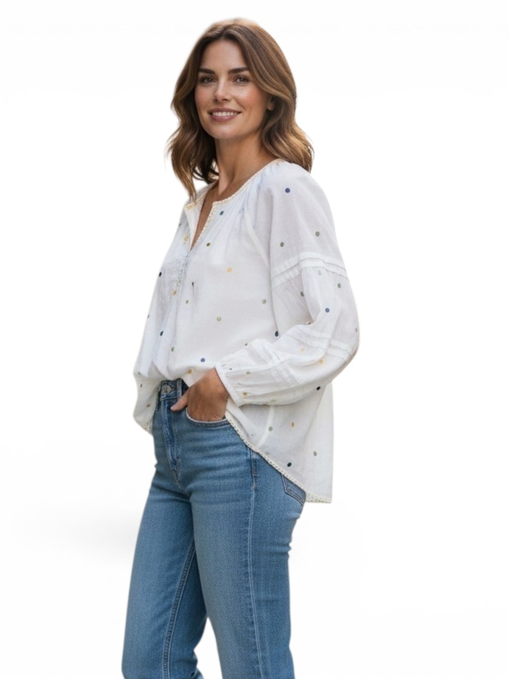 Velvet By Graham & Spencer X Anthropologie Dori Embroidered Peasant Blouse M
